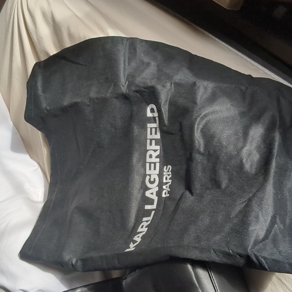 NWT Karl Lagerfeld Lucien Black Lambskin Leather Satchel - Picture 13 of 17